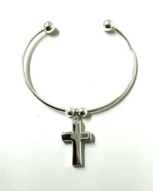 Pulsera de plata con cruz para cenizas