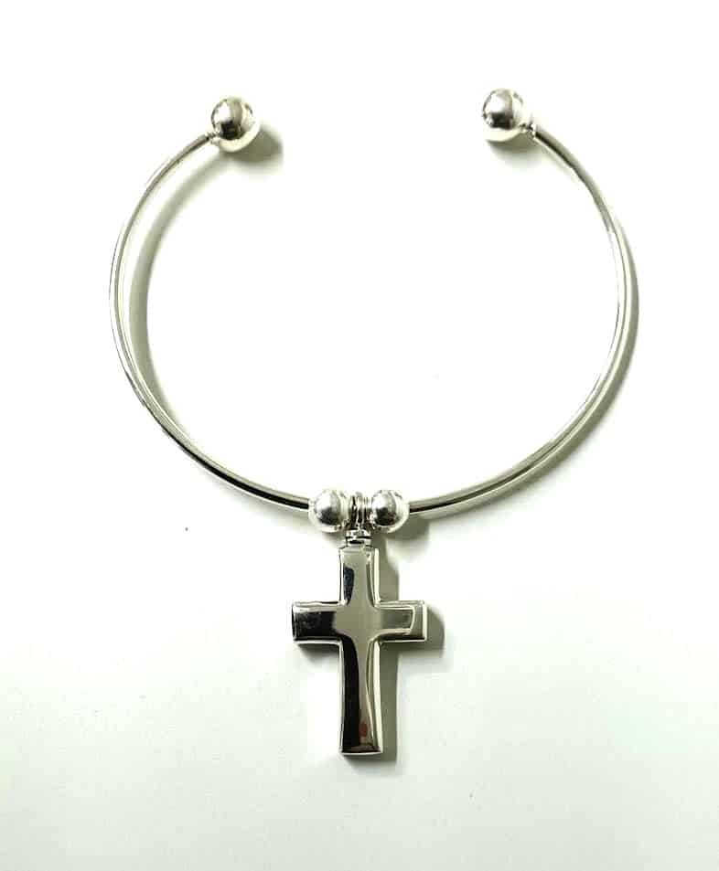 Pulsera de plata con cruz para cenizas