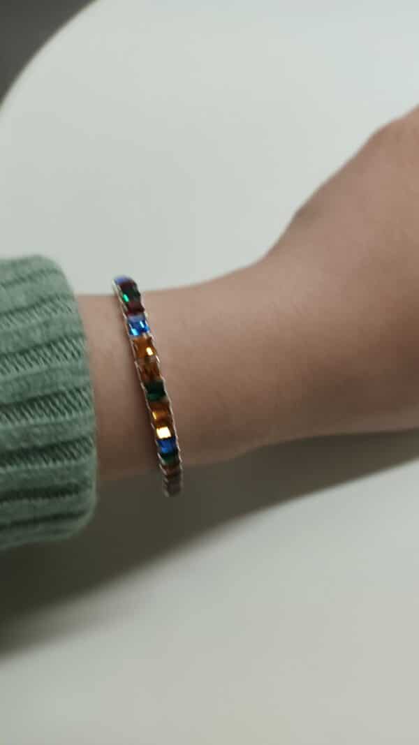 Pulsera de plata y cristales de Swarovski 55 mm elástica. - Imagen 5