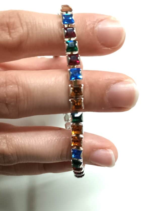 Pulsera de plata y cristales de Swarovski 55 mm elástica. - Imagen 3