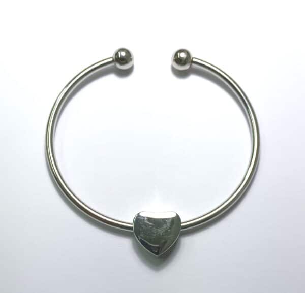 pulsera para cenizas de plata con corazon