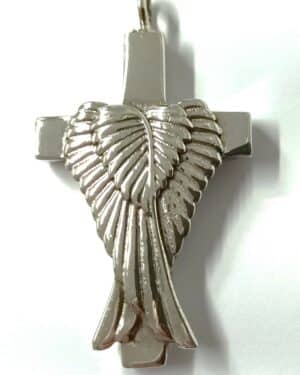 Colgante Cruz con Alas para Cenizas en Plata - Joyería de Recuerdo Especial