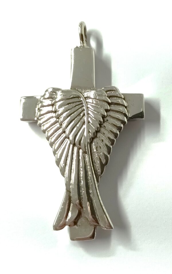 Colgante Cruz con Alas para Cenizas en Plata - Joyería de Recuerdo Especial
