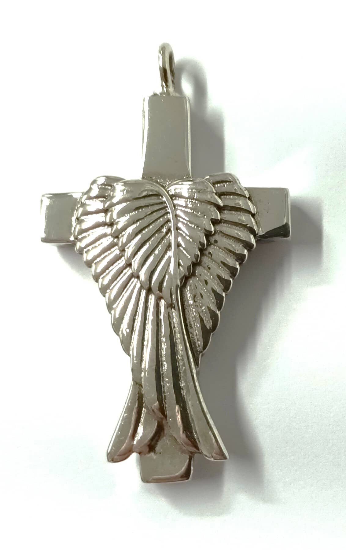 Colgante Cruz con Alas para Cenizas en Plata - Joyería de Recuerdo Especial