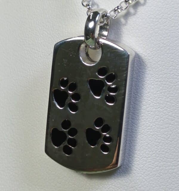 Colgante con placa de plata para cenizas de mascotas