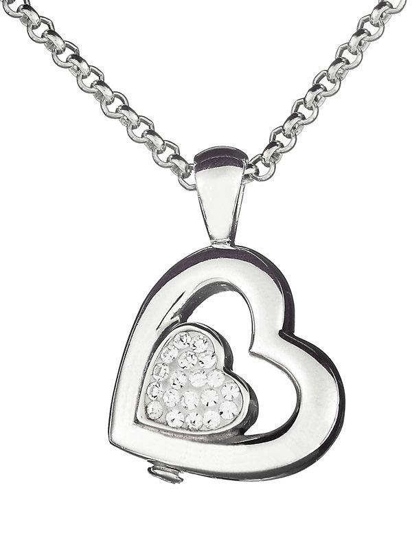 Colgante corazón de plata con circonitas 20x20 mm - Imagen 2