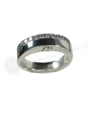 anillo para cenizas de plata con circonitas