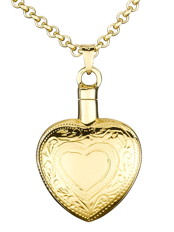 Colgante para cenizas Corazón tallado oro - Imagen 2