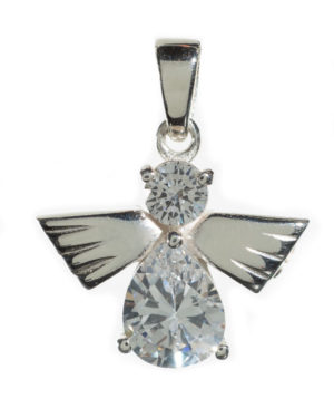 colgante para cenizas angel de plata con circonia