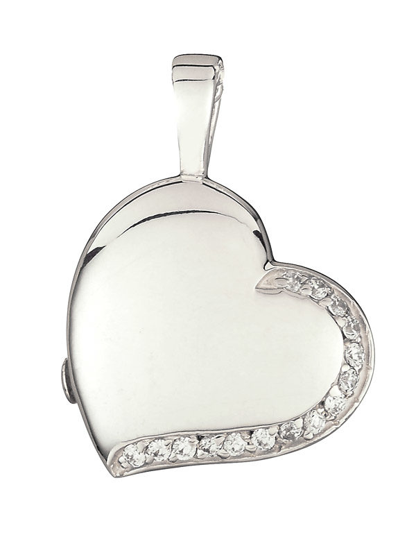 colgante de plata para cenizas corazón con circonitas