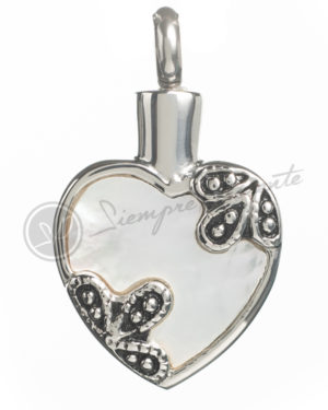 colgante para cenizas corazón de nacar grabado