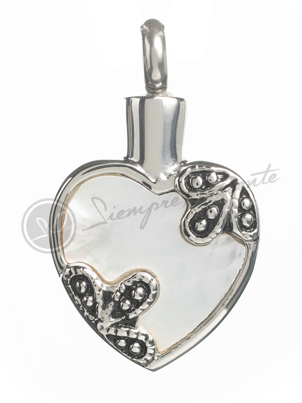 colgante para cenizas corazón de nacar grabado