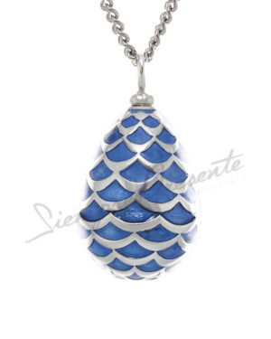 Colgante para cenizas con forma de huevo de faberge en color azul