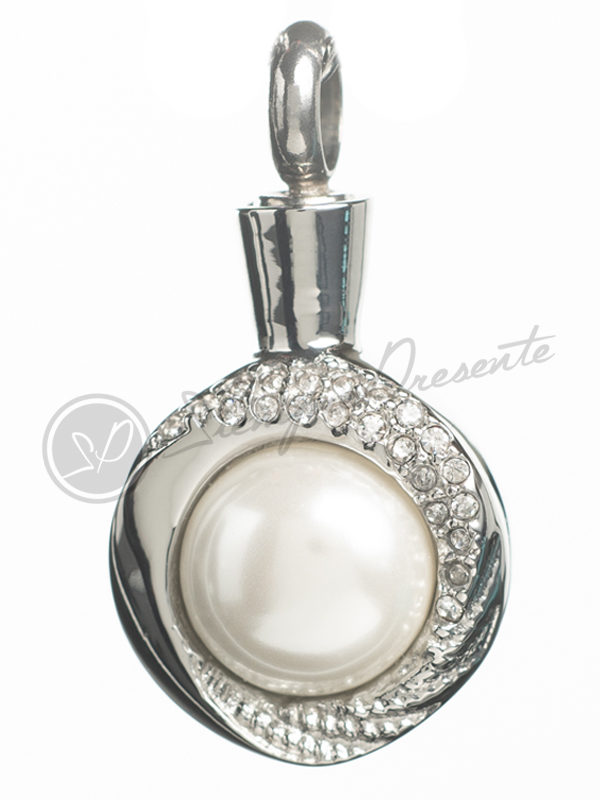 Colgante para cenizas perla con incrustaciones