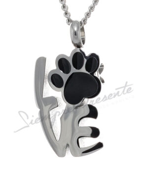 colgante para cenizas love con huella en acero inox