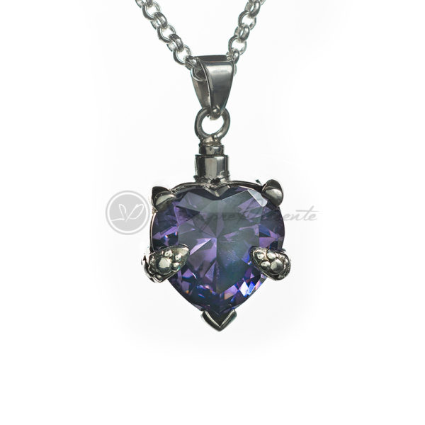 colgante para cenizas corazón purpura