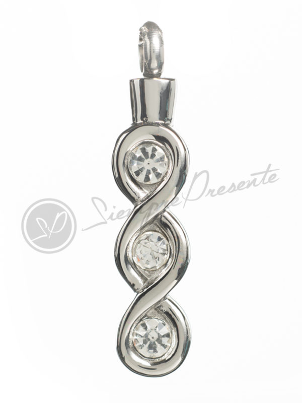 colgante para cenizas trenza de plata 925 con incrustaciones
