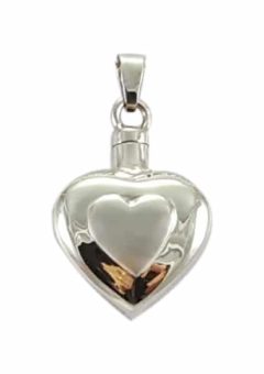 Colgante de plata doble corazón para cenizas