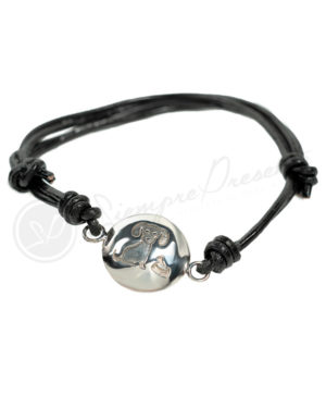 Pulsera para cenizas de plata y cuero