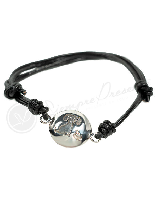 Pulsera para cenizas de plata y cuero